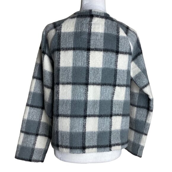 Abercrombie & Fitch Sweater Gray Plaid Wool-blend Trendy Fuzzy Women's Sz Sm - Picture 10 of 10
